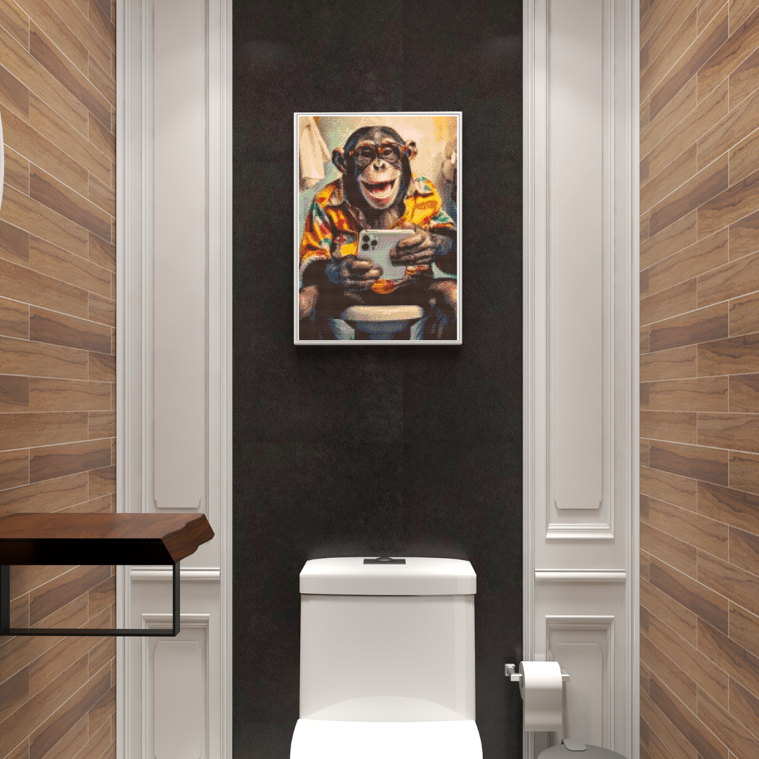 Toilet Selfie Monkey Funny Diamond Painting Kit by Nordik Atelier