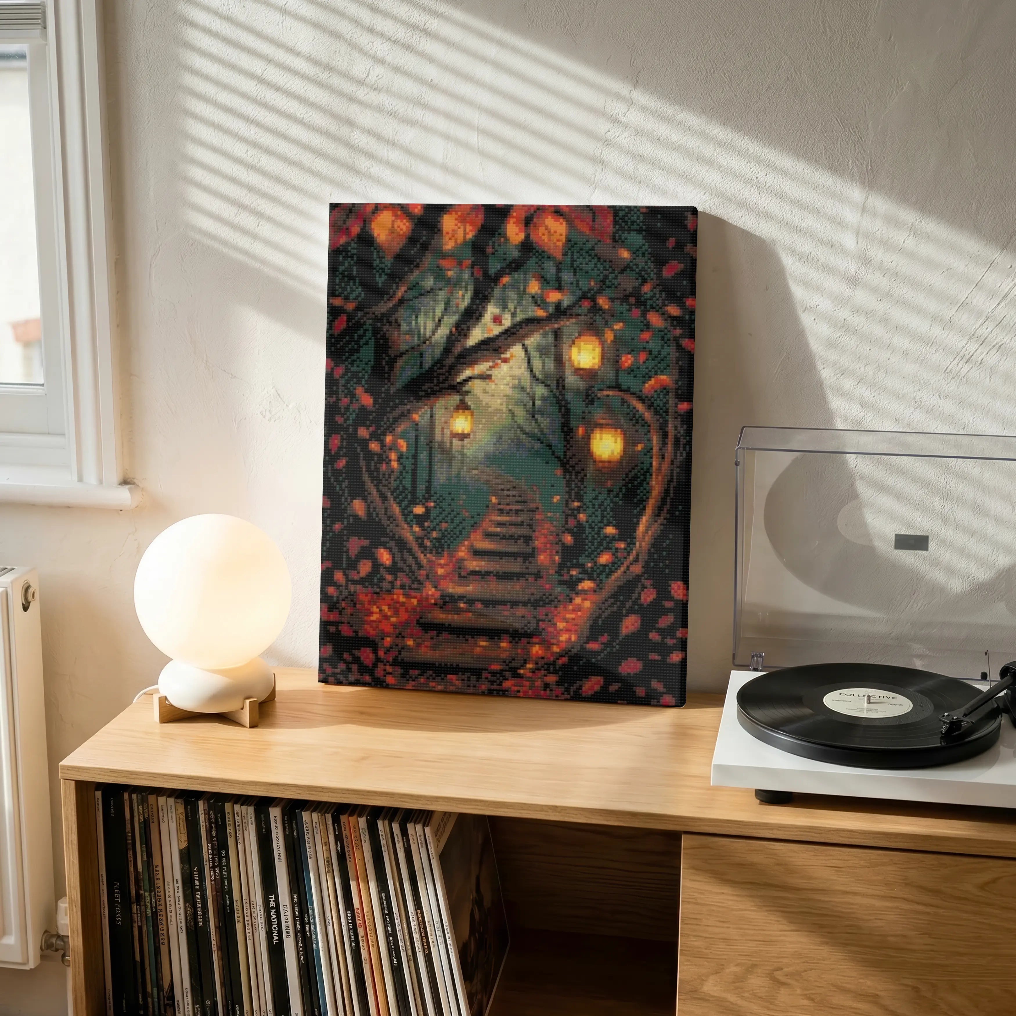 Lantern Path in Autumn Woods | Diamond Painting Kit