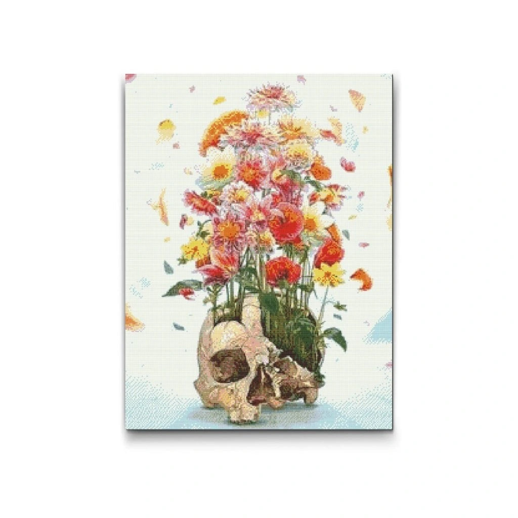 Eternal Bloom Skull and Flowers Diamond Painting Kit by Nordik Atelier