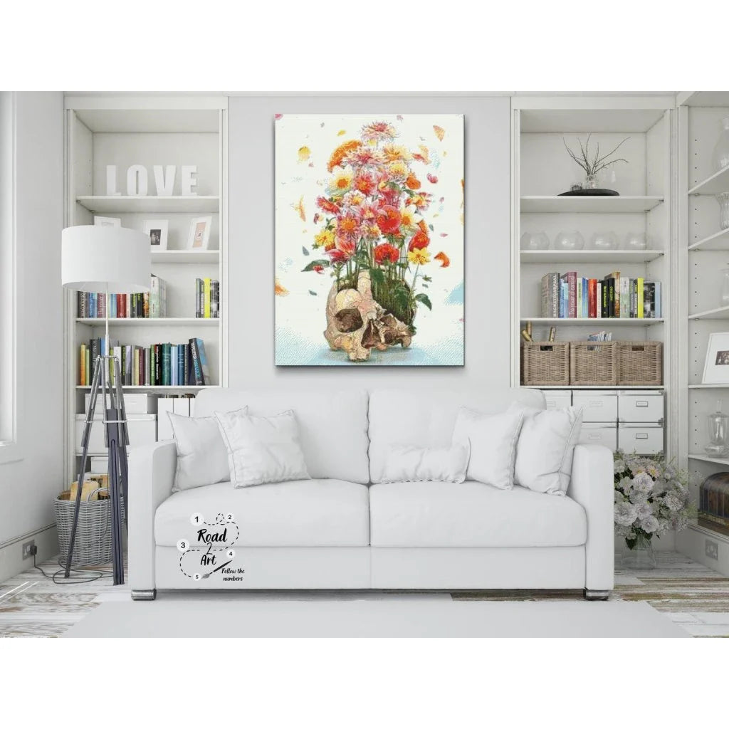 Eternal Bloom Skull and Flowers Diamond Painting Kit by Nordik Atelier