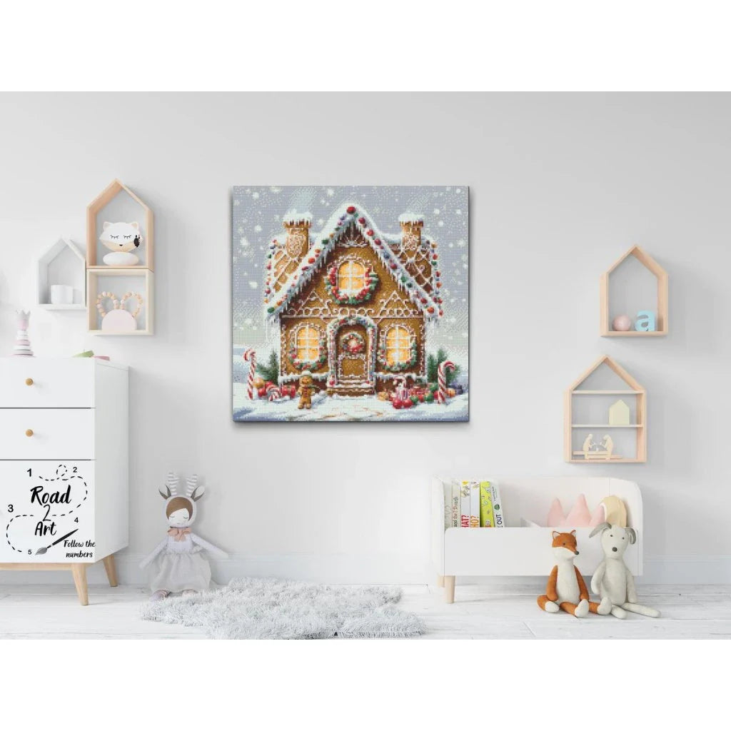Gingerbread House in Snowstorm Diamond Painting Kit by Nordik Atelier