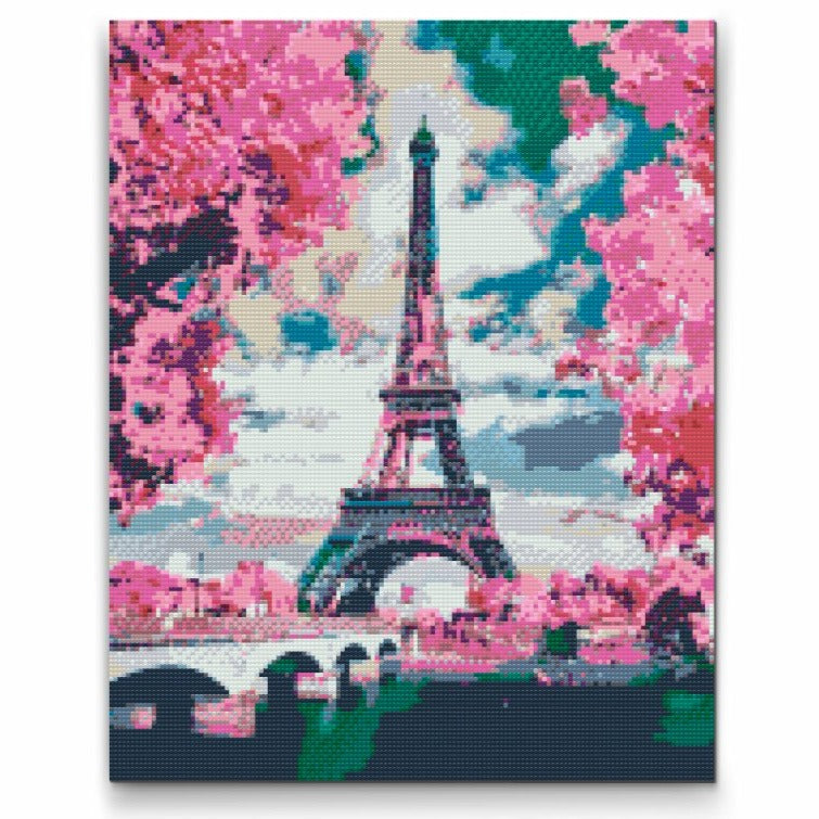 Pink Eiffel Tower Diamond Painting Kit by Nordik Atelier