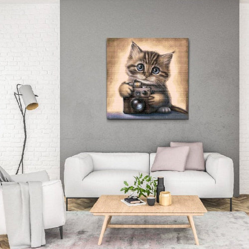 Cat with Camera Diamond Painting Kit by Nordik Atelier