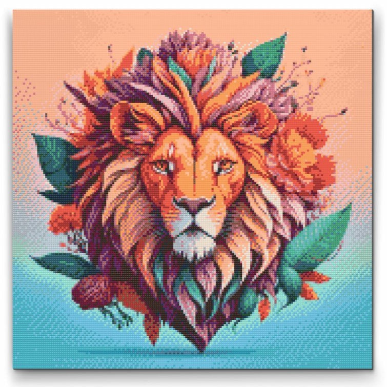 Lion with Flowers Diamond Painting Kit by Nordik Atelier